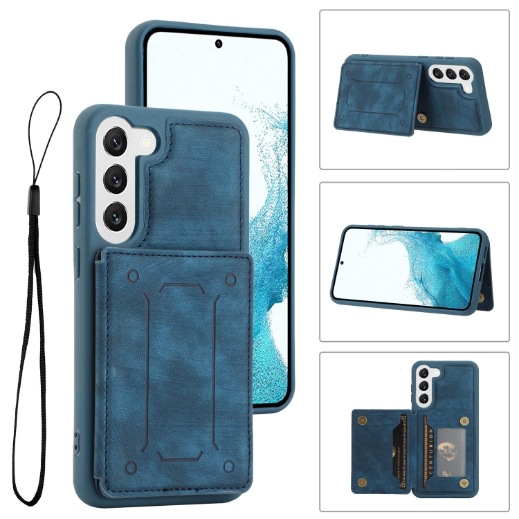 

For Samsung Galaxy S22 5G Dream Magnetic Back Cover Card Wallet Phone Case(Blue)