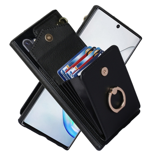 

For Samsung Galaxy Note10 Ring Holder RFID Card Slot Phone Case(Black)