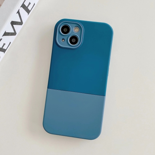 

For iPhone 13 3 in 1 Liquid Silicone Phone Case(Blue + Grey)