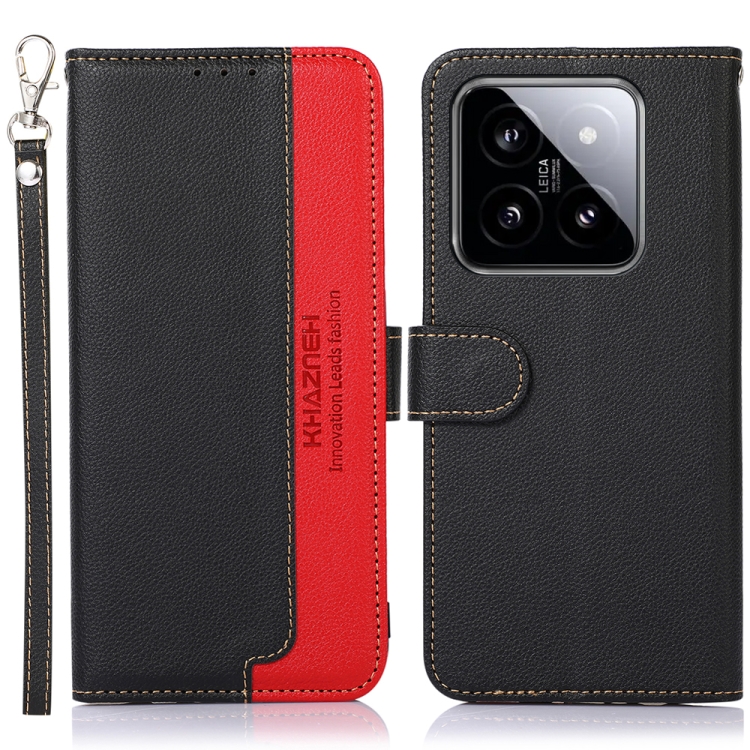 

For Xiaomi 14 KHAZNEH Litchi Texture Leather RFID Phone Case(Black)