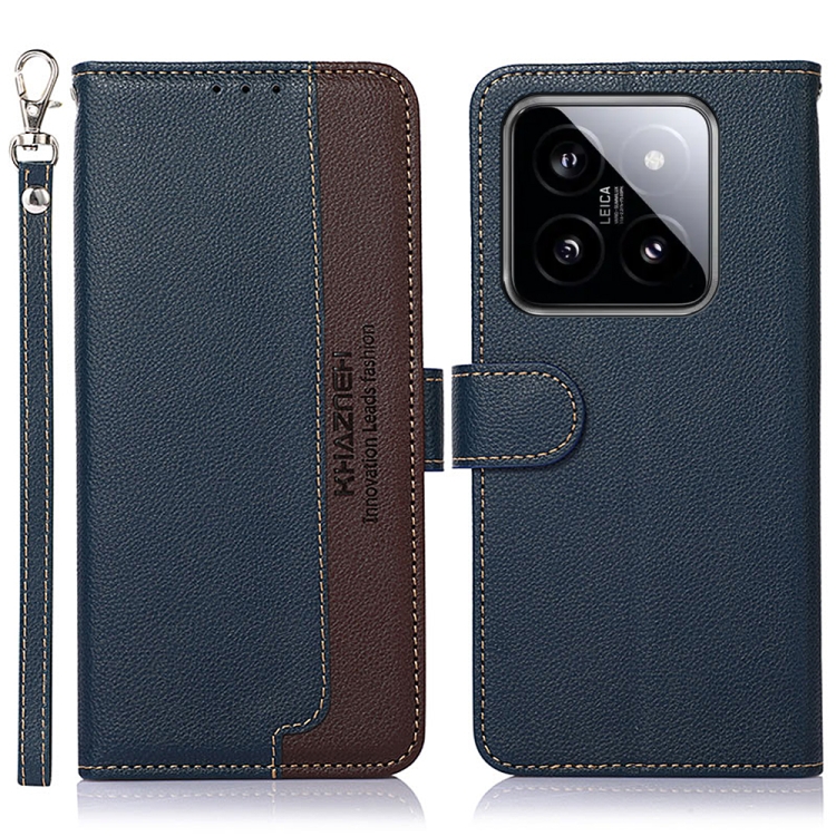 

For Xiaomi 14 KHAZNEH Litchi Texture Leather RFID Phone Case(Blue)