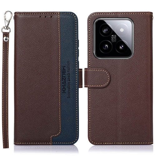 

For Xiaomi 14 KHAZNEH Litchi Texture Leather RFID Phone Case(Brown)