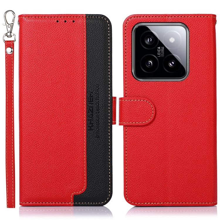 

For Xiaomi 14 Pro KHAZNEH Litchi Texture Leather RFID Phone Case(Red)