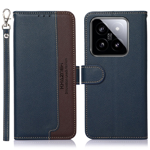 

For Xiaomi 14 Pro KHAZNEH Litchi Texture Leather RFID Phone Case(Blue)