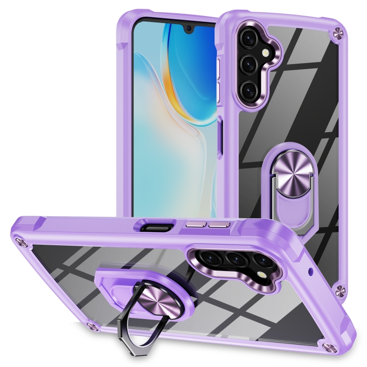 

For Samsung Galaxy A14 5G TPU + PC Lens Protection Phone Case with Ring Holder(Purple)