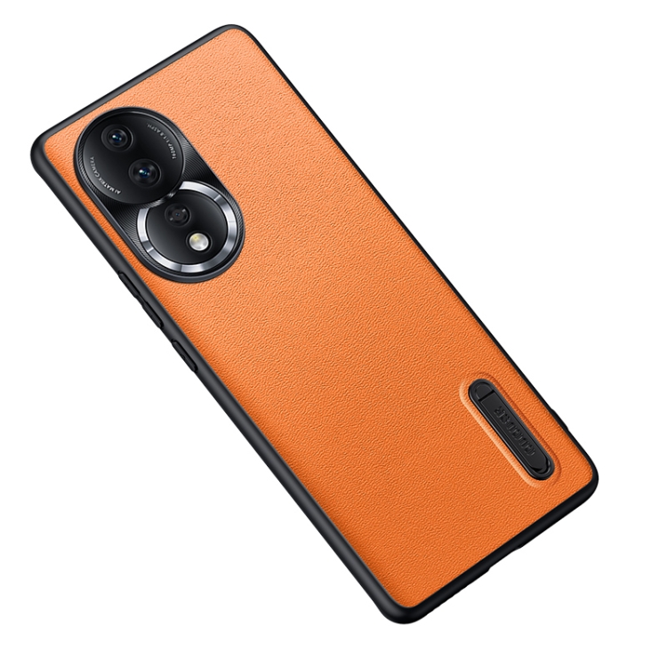 

For Honor 80 Folding Holder Plain Leather Phone Case(Orange)