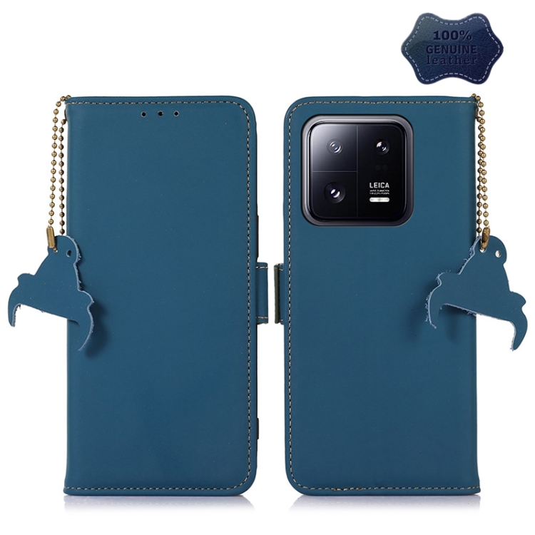 

For Xiaomi 13 Pro Genuine Leather Magnetic RFID Leather Phone Case(Blue)