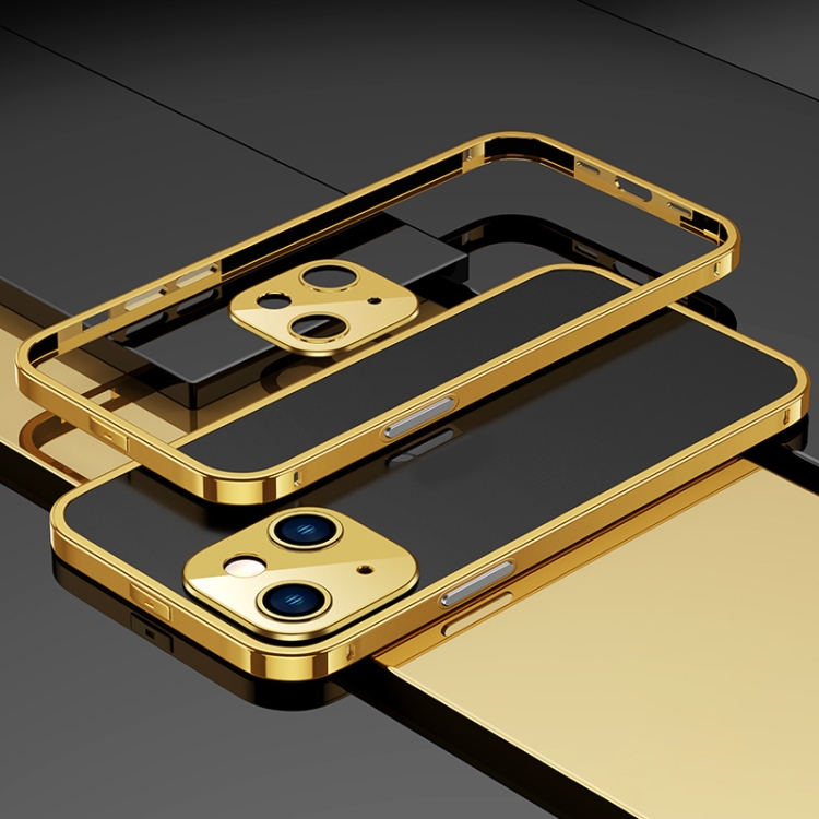 

For iPhone 14 Electroplated Glossy Stainless Steel Phone Case(Gold)