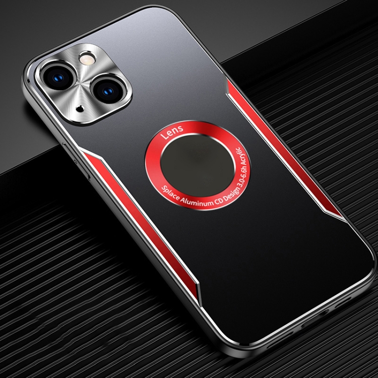 

For iPhone 14 Aluminum Alloy + TPU Phone Case(Black Red)