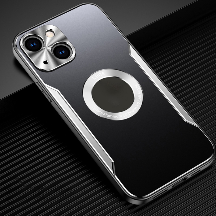 

For iPhone 14 Aluminum Alloy + TPU Phone Case(Black Silver)