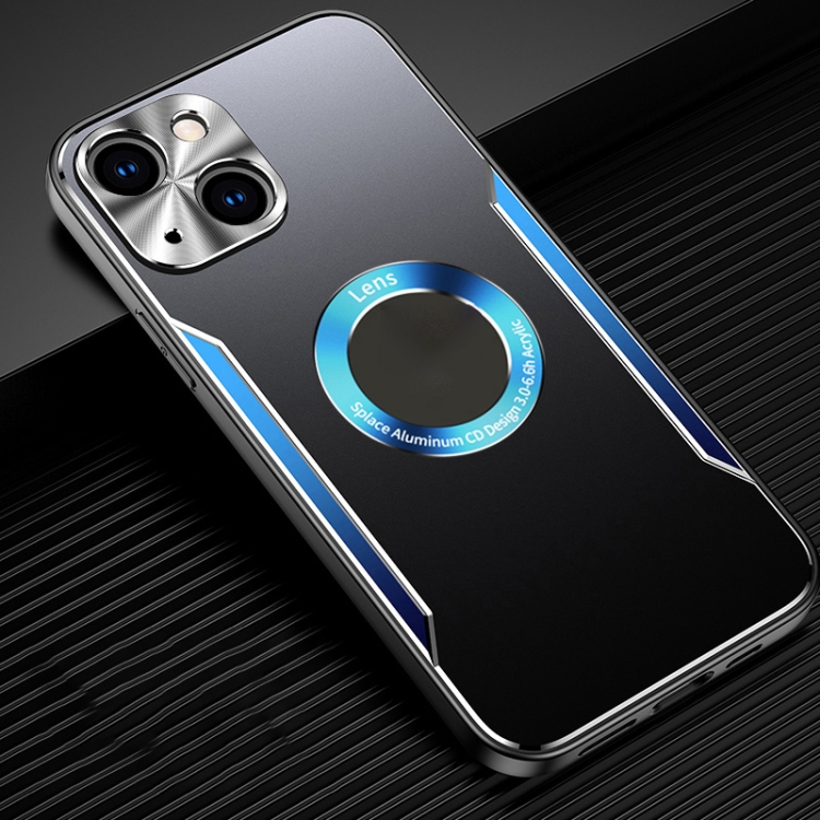 

For iPhone 14 Plus Aluminum Alloy + TPU Phone Case(Black Blue)