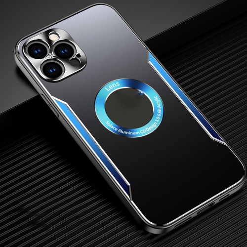 

For iPhone 14 Pro Max Aluminum Alloy + TPU Phone Case(Black Blue)