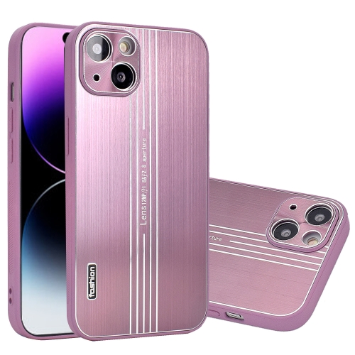 

For iPhone 13 Pro Metal Brushed Texture Phone Case(Pink)