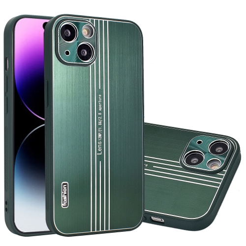 

For iPhone 13 Metal Brushed Texture Phone Case(Pine Green)