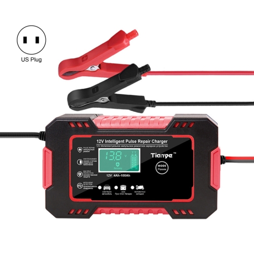 

Motorcycle / Car Battery Smart Charger with LCD Creen, Plug Type:US Plug(Red)