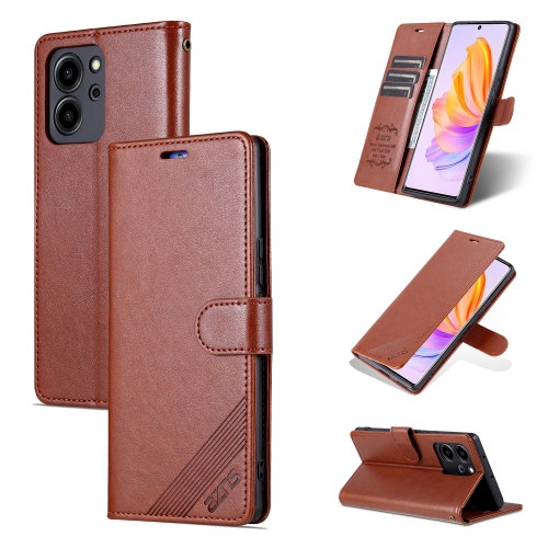 

For Honor 80 SE AZNS Sheepskin Texture Flip Leather Phone Case(Brown)