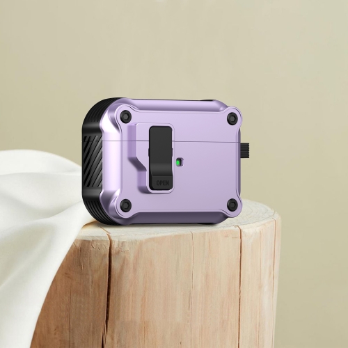 

For AirPods Pro Eagle Shockproof Earphone Protective Case with Switch(Purple)