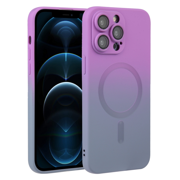 

For iPhone 12 Pro Max Liquid TPU Silicone Gradient MagSafe Phone Case(Purple)