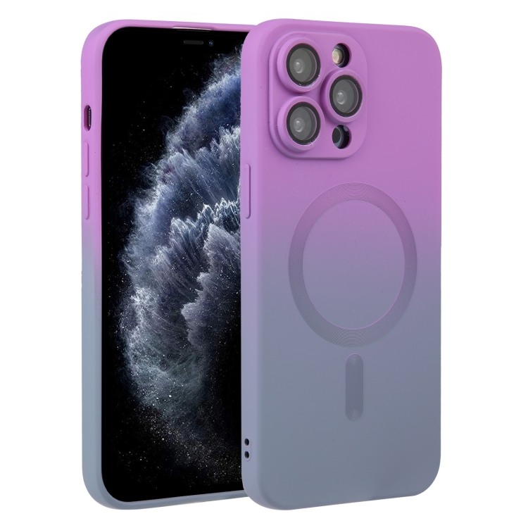 

For iPhone 11 Pro Max Liquid TPU Silicone Gradient MagSafe Phone Case(Purple)