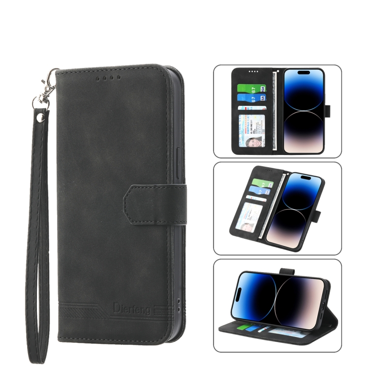

For iPhone 14 Pro Max Dierfeng Dream Line TPU + PU Leather Phone Case(Black)