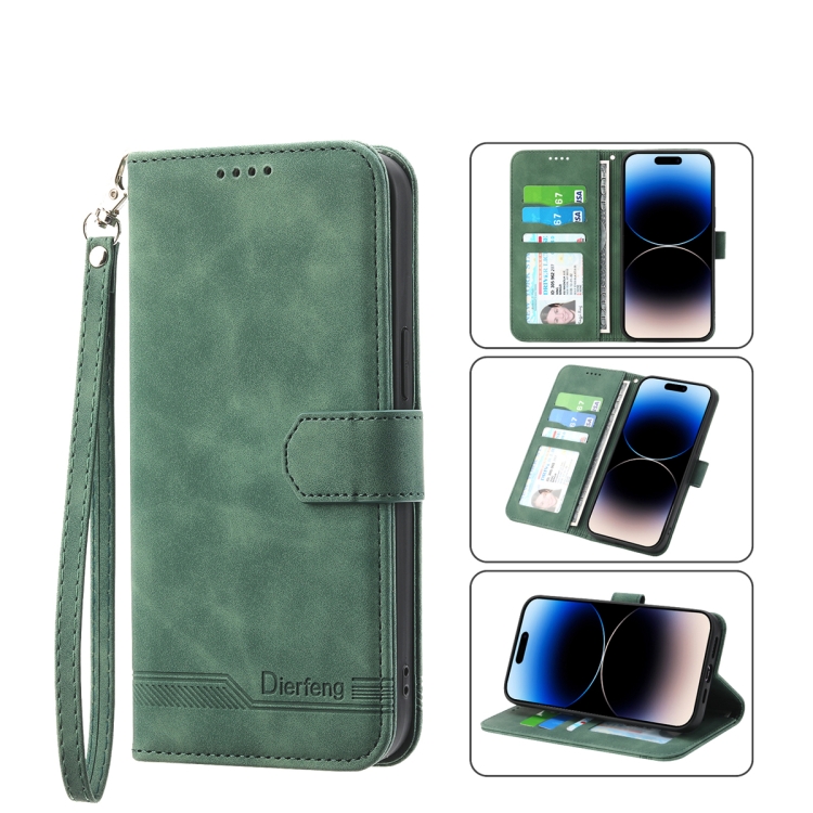 

For iPhone 13 mini Dierfeng Dream Line TPU + PU Leather Phone Case(Green)