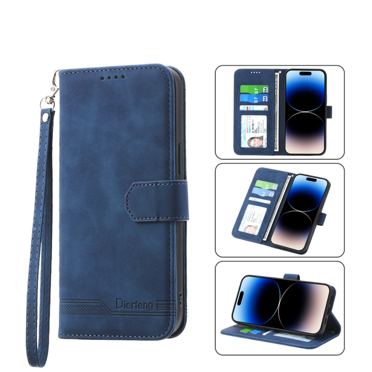 

For iPhone 12 Dierfeng Dream Line TPU + PU Leather Phone Case(Blue)