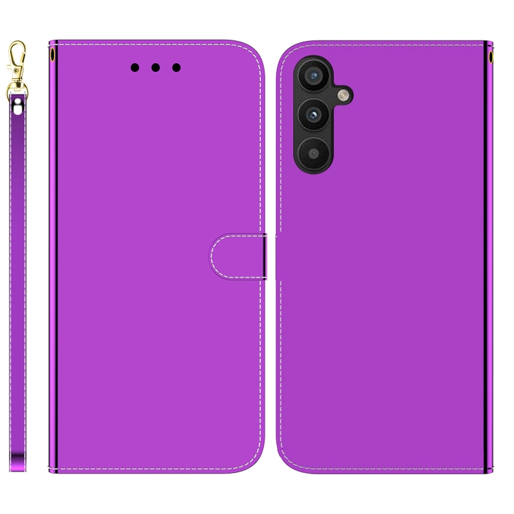 

For Samsung Galaxy A34 5G Imitated Mirror Surface Flip Leather Phone Case(Purple)