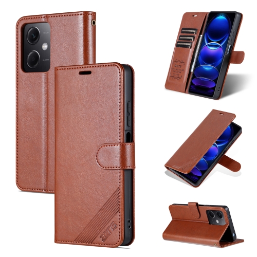 

For Xiaomi Redmi Note 12 AZNS Sheepskin Texture Flip Leather Phone Case(Brown)