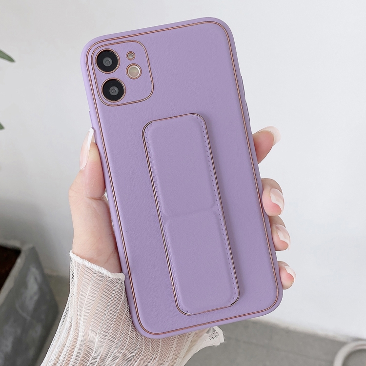 

For iPhone 14 Plus Electroplated Wrist Holder Phone Case(Purple)