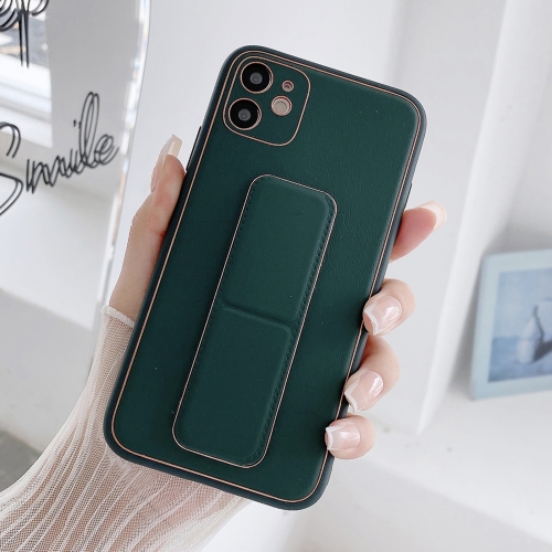 

For iPhone 12 Pro Electroplated Wrist Holder Phone Case(Dark Green)