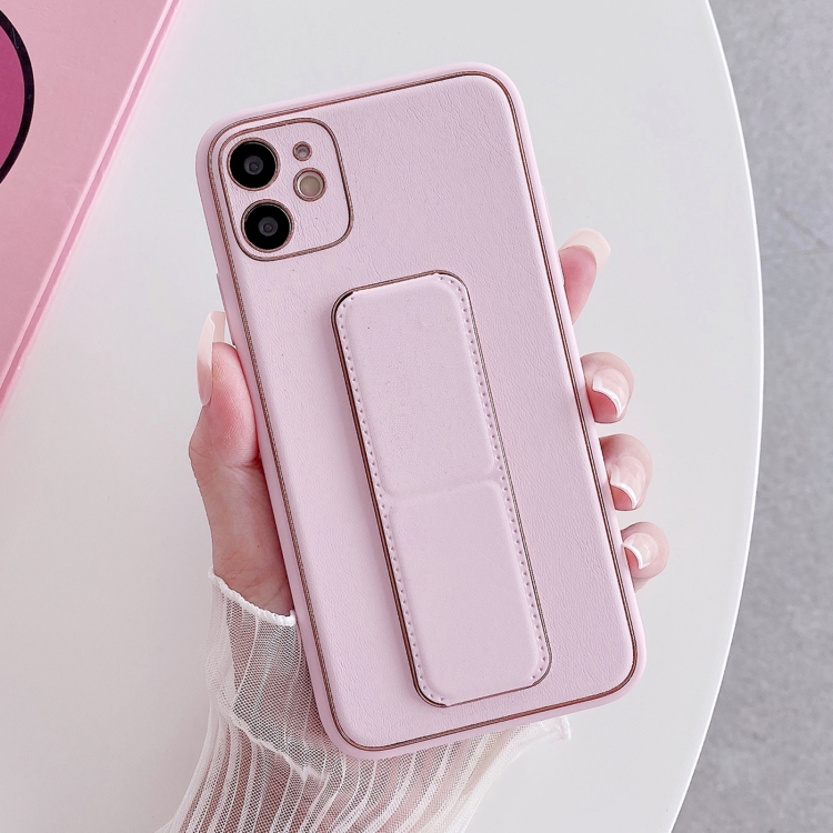 

For iPhone 12 Electroplated Wrist Holder Phone Case(Pink)