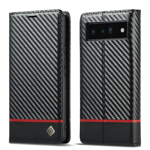 

For Google Pixel 6a LC.IMEEKE Carbon Fiber Leather Phone Case(Horizontal Black)