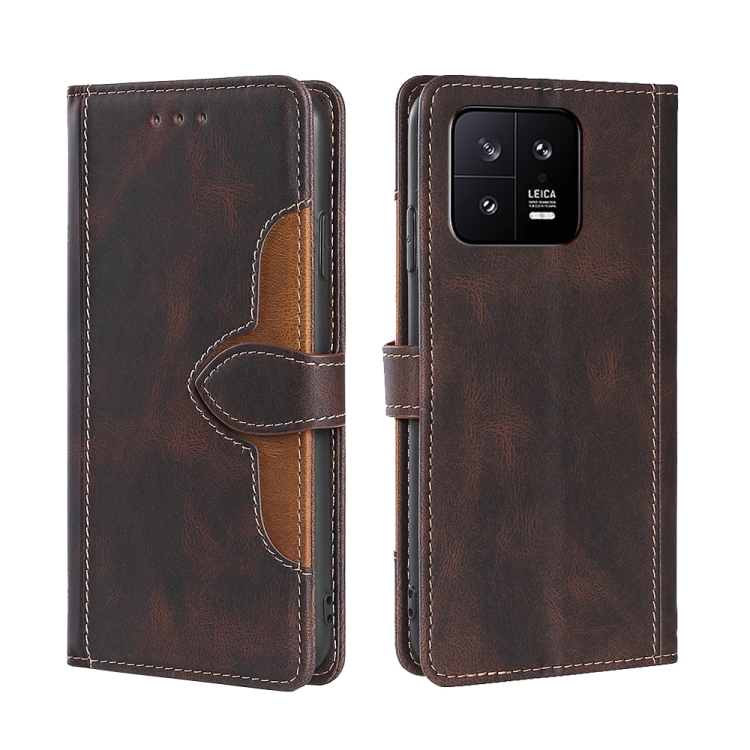 

For Xiaomi 13 Skin Feel Magnetic Buckle Leather Phone Case(Brown)