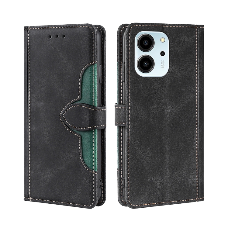 

For Honor 80 SE Skin Feel Magnetic Buckle Leather Phone Case(Black)