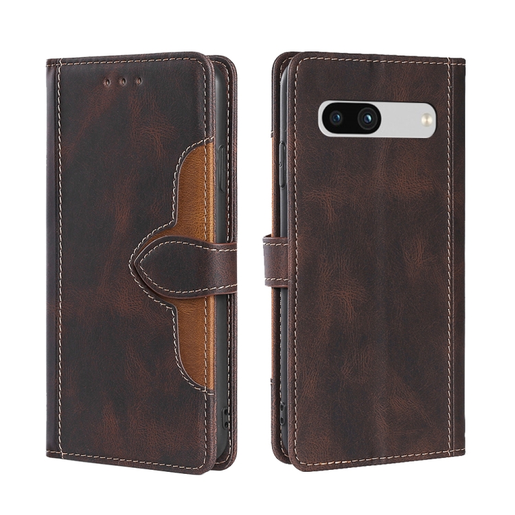 

For Google Pixel 7a Skin Feel Magnetic Buckle Leather Phone Case(Brown)
