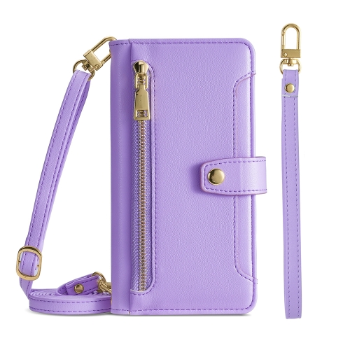 

For vivo X60 Sheep Texture Cross-body Zipper Wallet Leather Phone Case(Purple)