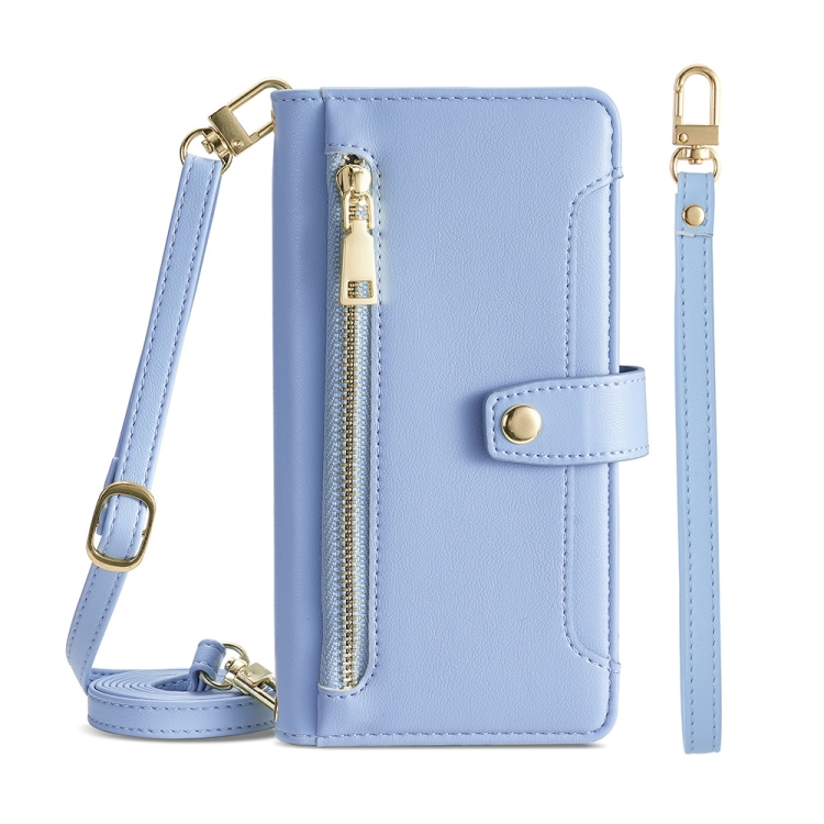 

For Ulefone Note 12P Sheep Texture Cross-body Zipper Wallet Leather Phone Case(Blue)