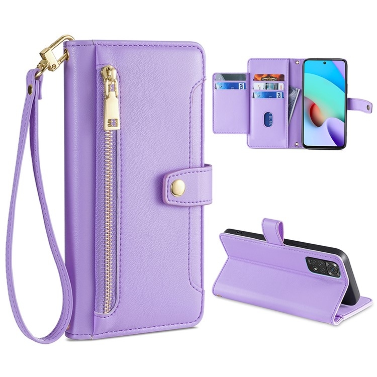 

For Xiaomi Redmi Note 11 4G Global / Note 11S Sheep Texture Cross-body Zipper Wallet Leather Phone Case(Purple)