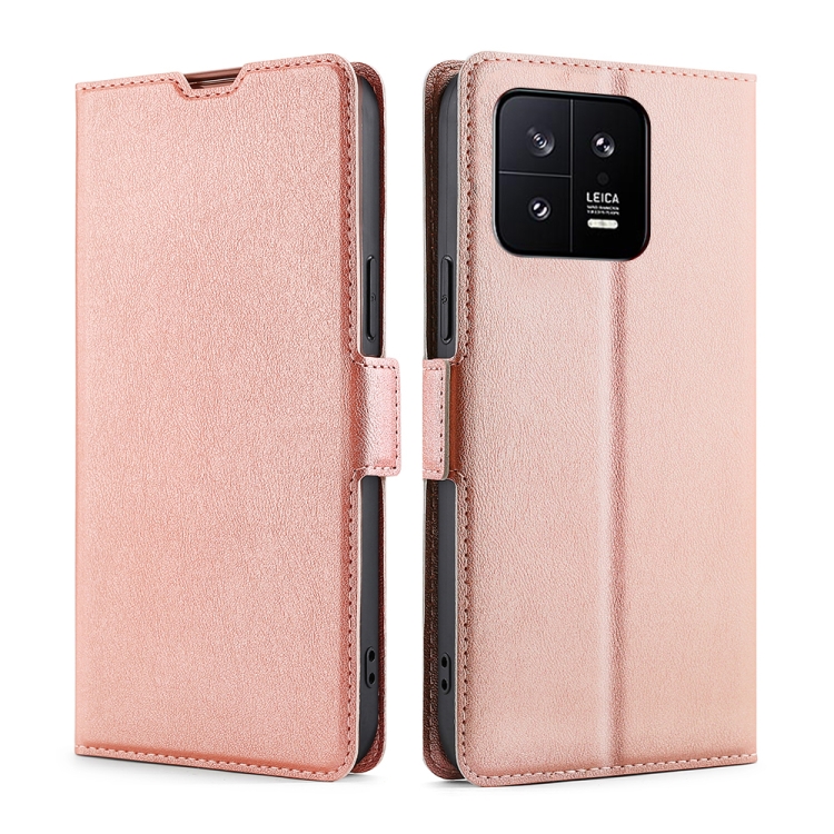 

For Xiaomi 13 Ultra-thin Voltage Side Buckle Leather Phone Case(Rose Gold)
