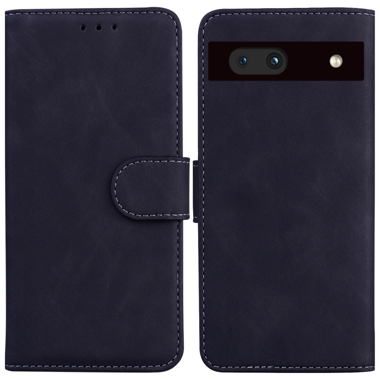 

For Google Pixel 7a Skin Feel Pure Color Flip Leather Phone Case(Black)