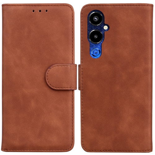 

For Tecno Pova 4 Pro Skin Feel Pure Color Flip Leather Phone Case(Brown)
