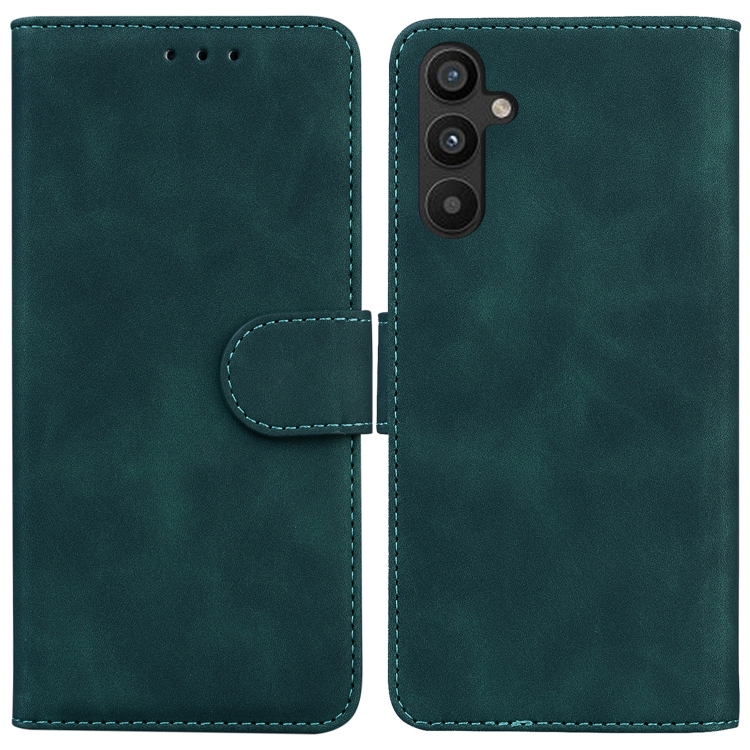 

For Samsung Galaxy A34 5G Skin Feel Pure Color Flip Leather Phone Case(Green)
