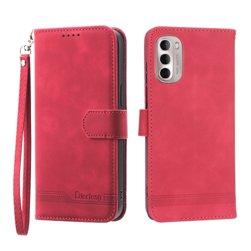 

For Motorola Moto G Stylus 4G 2022 Dierfeng Dream Line TPU + PU Leather Phone Case(Red)