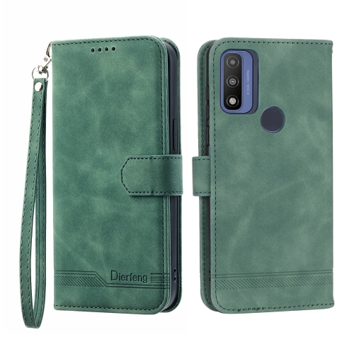 

For Motorola Moto G Play 2022 Dierfeng Dream Line TPU + PU Leather Phone Case(Green)