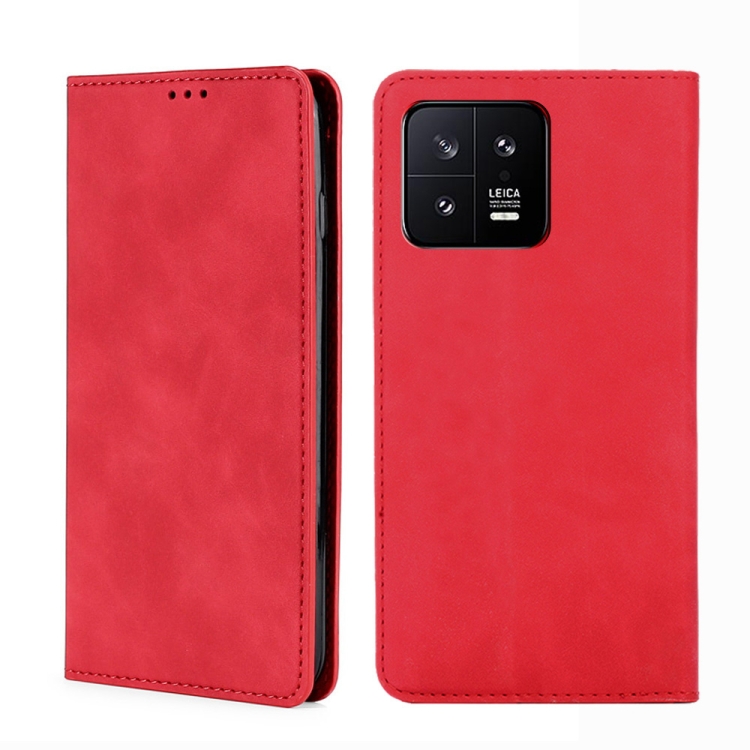 

For Xiaomi 13 Skin Feel Magnetic Horizontal Flip Leather Phone Case(Red)