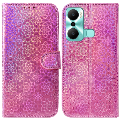 

For Infinix Hot 20 Play Colorful Magnetic Buckle Leather Phone Case(Pink)