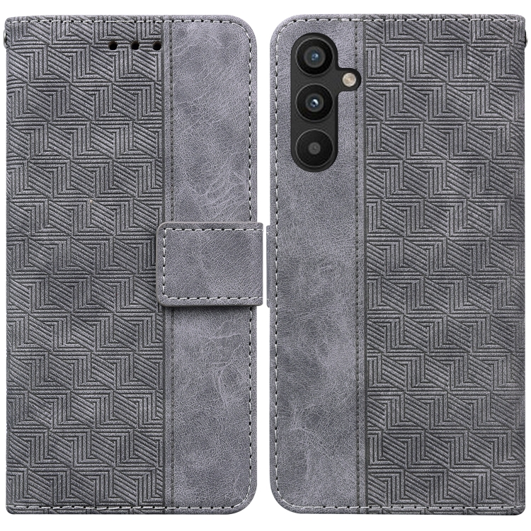 

For Samsung Galaxy A54 5G Geometric Embossed Flip Leather Phone Case(Grey)