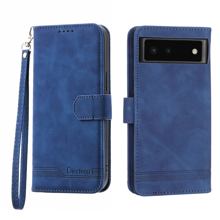 

For Google Pixel 6 Dierfeng Dream Line TPU + PU Leather Phone Case(Blue)