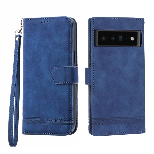 

For Google Pixel 6 Pro Dierfeng Dream Line TPU + PU Leather Phone Case(Blue)