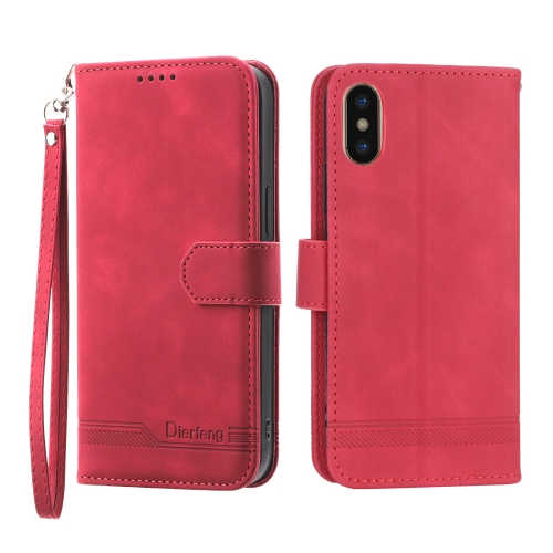 

For iPhone X/XS Dierfeng Dream Line TPU + PU Leather Phone Case(Red)